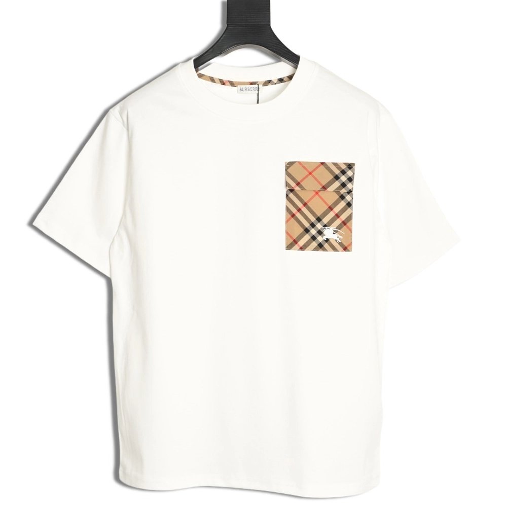 Burberry Flap Check Pocket Equestrian Embroidery Short-Sleeve T-Shirt,Burberry