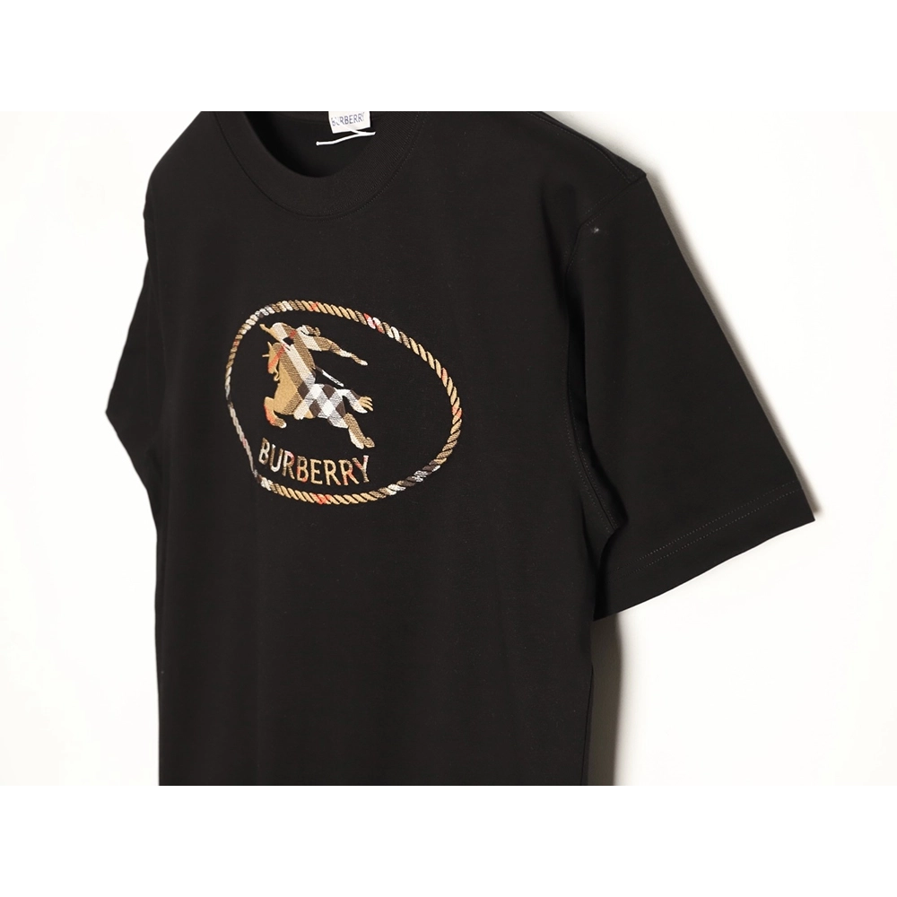 Burberry Plaid Knight Crest Embroidered Short-Sleeve T-Shirt TSK1,Burberry