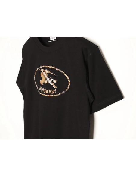 Burberry Plaid Knight Crest Embroidered Short-Sleeve T-Shirt TSK1,Burberry