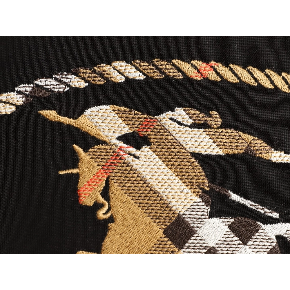 Burberry Plaid Knight Crest Embroidered Short-Sleeve T-Shirt TSK1,Burberry