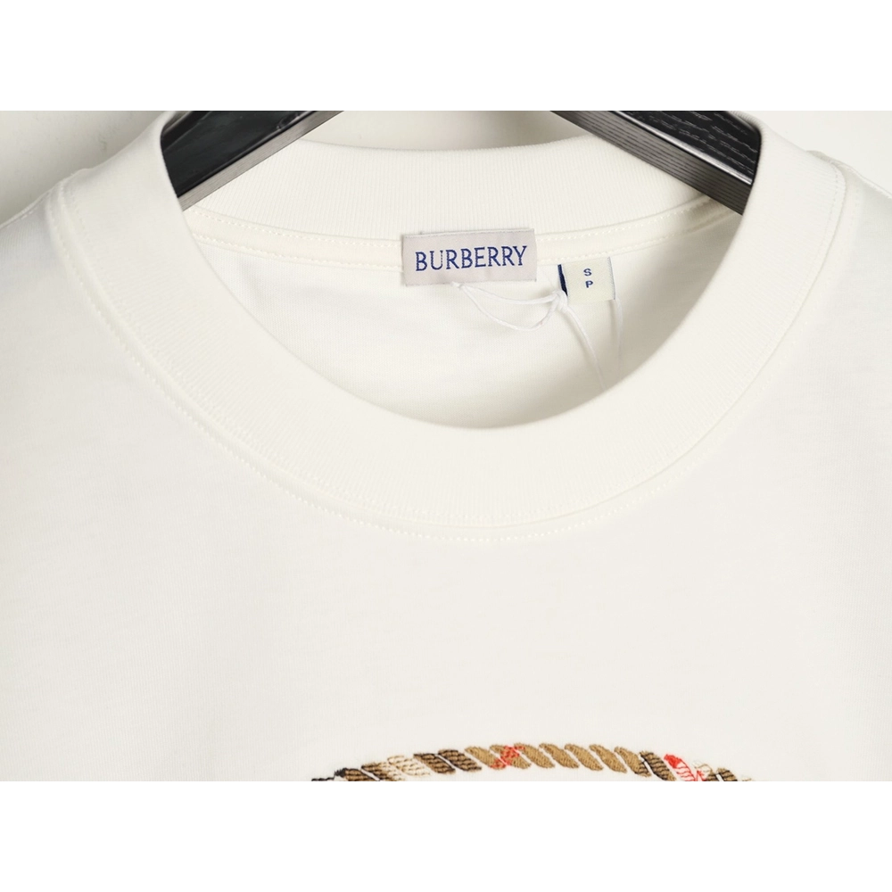 Burberry Plaid Knight Crest Embroidered Short-Sleeve T-Shirt,Burberry