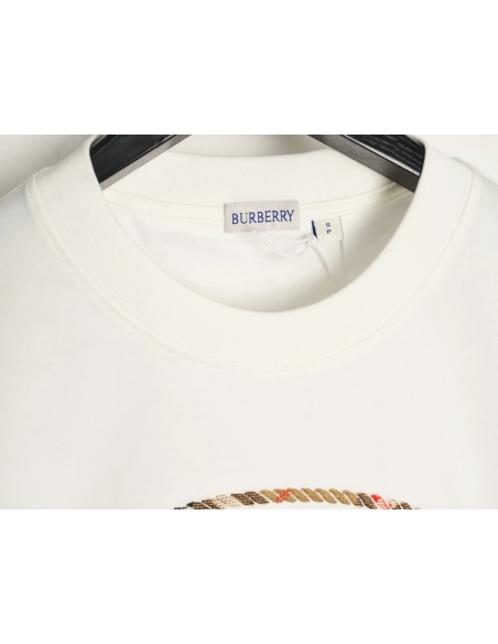Burberry Plaid Knight Crest Embroidered Short-Sleeve T-Shirt,Burberry