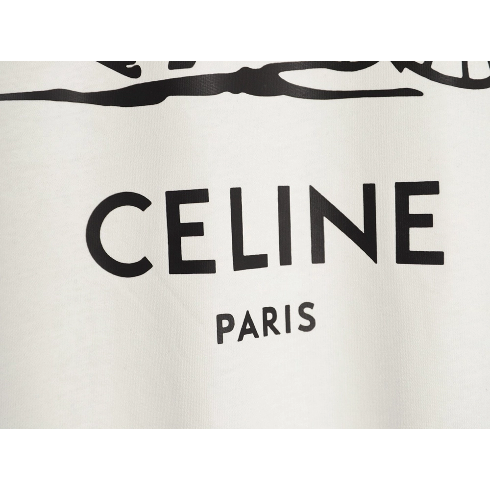 Celine Carriage Logo Print Short-Sleeve T-Shirt,Celine