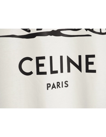 Celine Carriage Logo Print Short-Sleeve T-Shirt,Celine