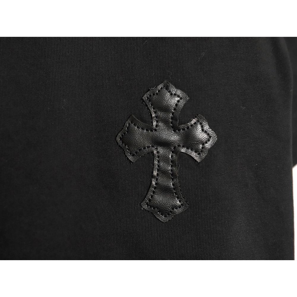 Chrome Hearts Cross Leather Tag Logo-Tape Short-Sleeve T-Shirt TSK1,Chrome Hearts