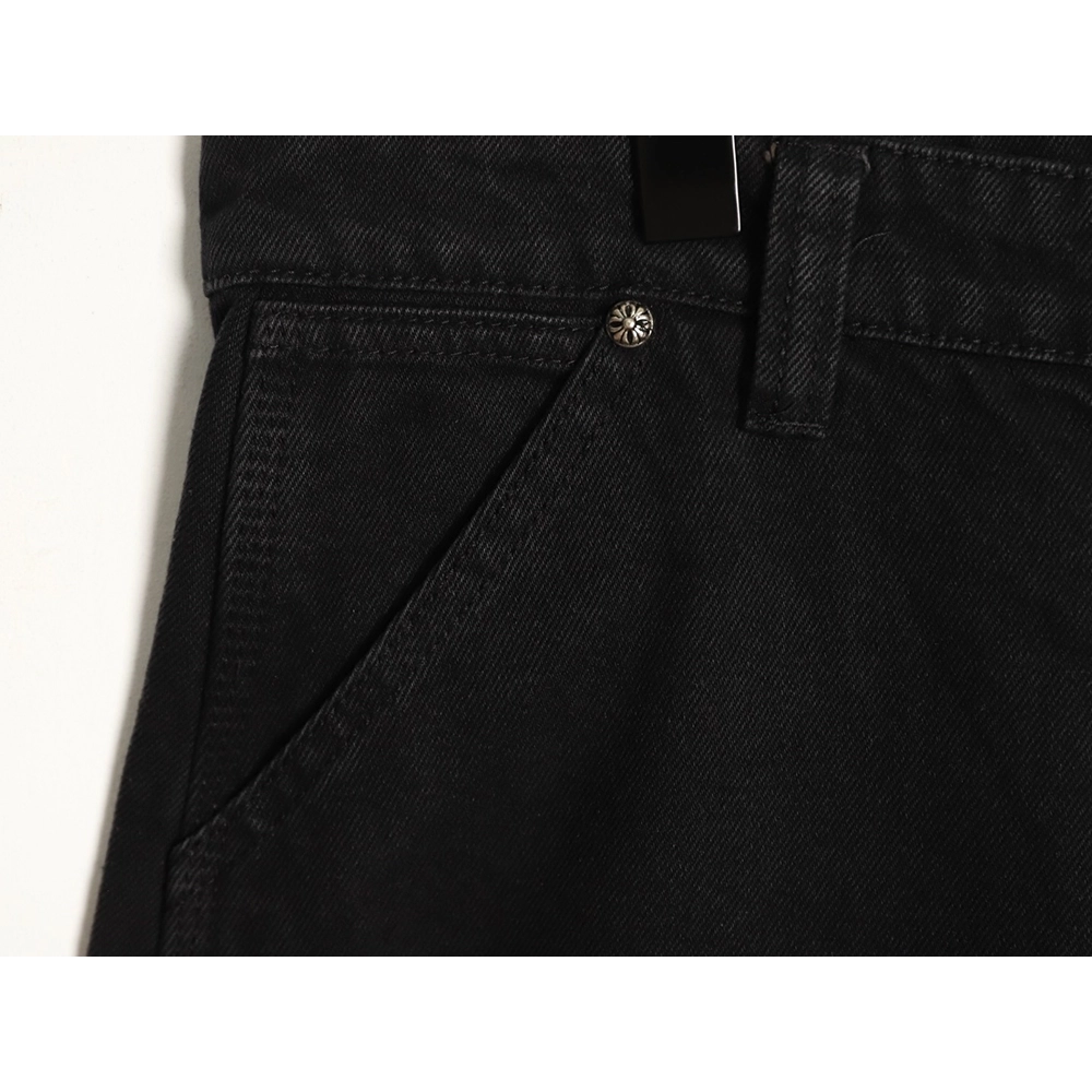 Chrome Hearts patchwork leather hardware denim shorts,Chrome Hearts
