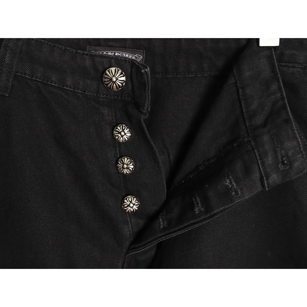 Chrome Hearts patchwork leather hardware denim shorts,Chrome Hearts