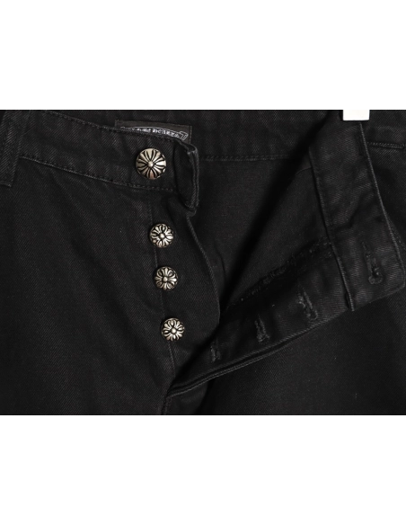 Chrome Hearts patchwork leather hardware denim shorts,Chrome Hearts