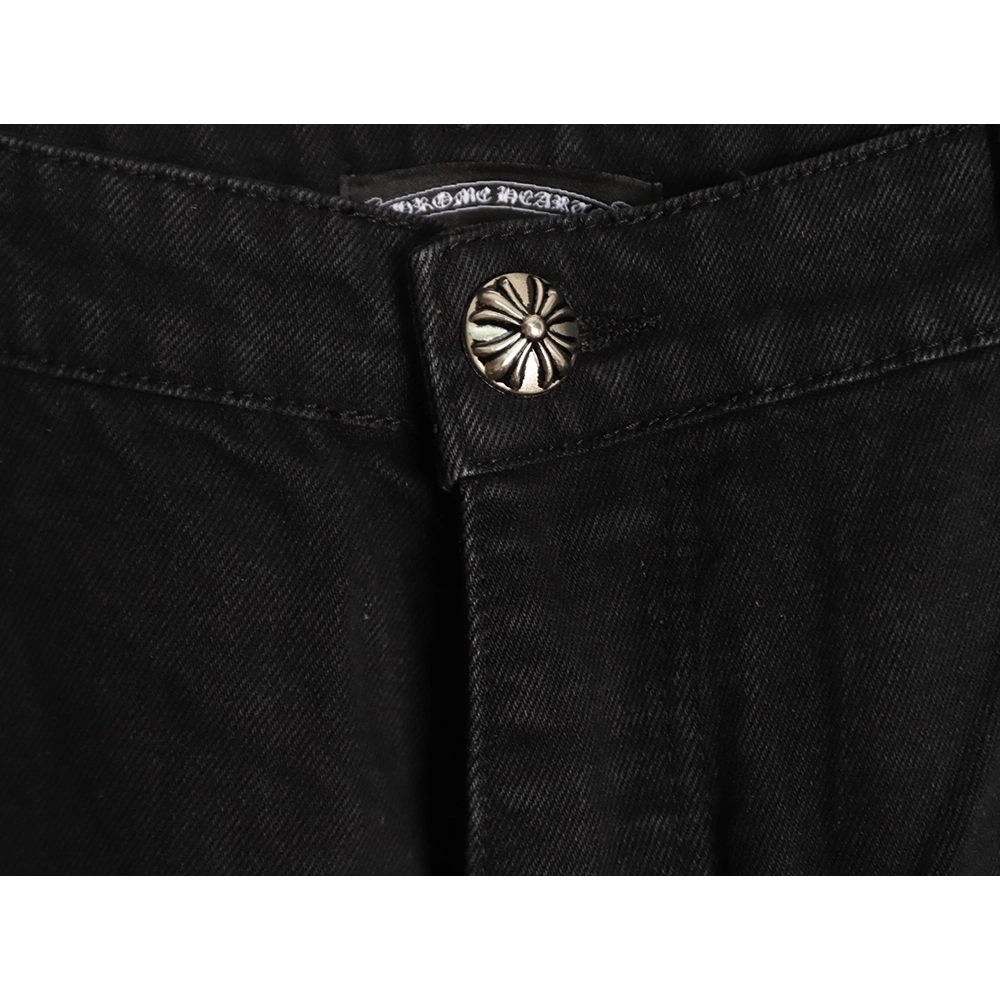 Chrome Hearts patchwork leather hardware denim shorts,Chrome Hearts