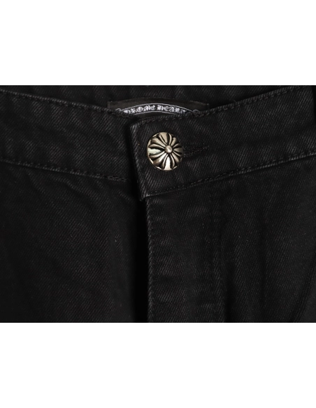 Chrome Hearts patchwork leather hardware denim shorts,Chrome Hearts