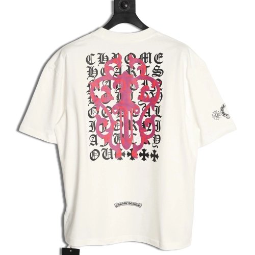 Chrome Hearts Pink Sword Print Short-Sleeve T-Shirt TSK1,Chrome Hearts