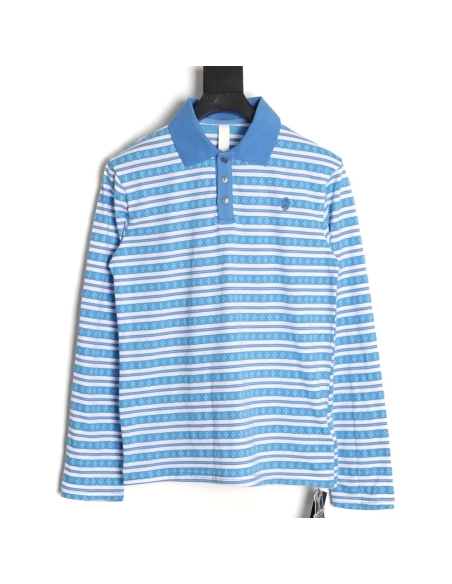 Chrome Hearts Striped Polo Long-Sleeve T-Shirt,Chrome Hearts