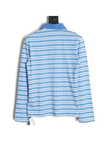 Chrome Hearts Striped Polo Long-Sleeve T-Shirt,Chrome Hearts