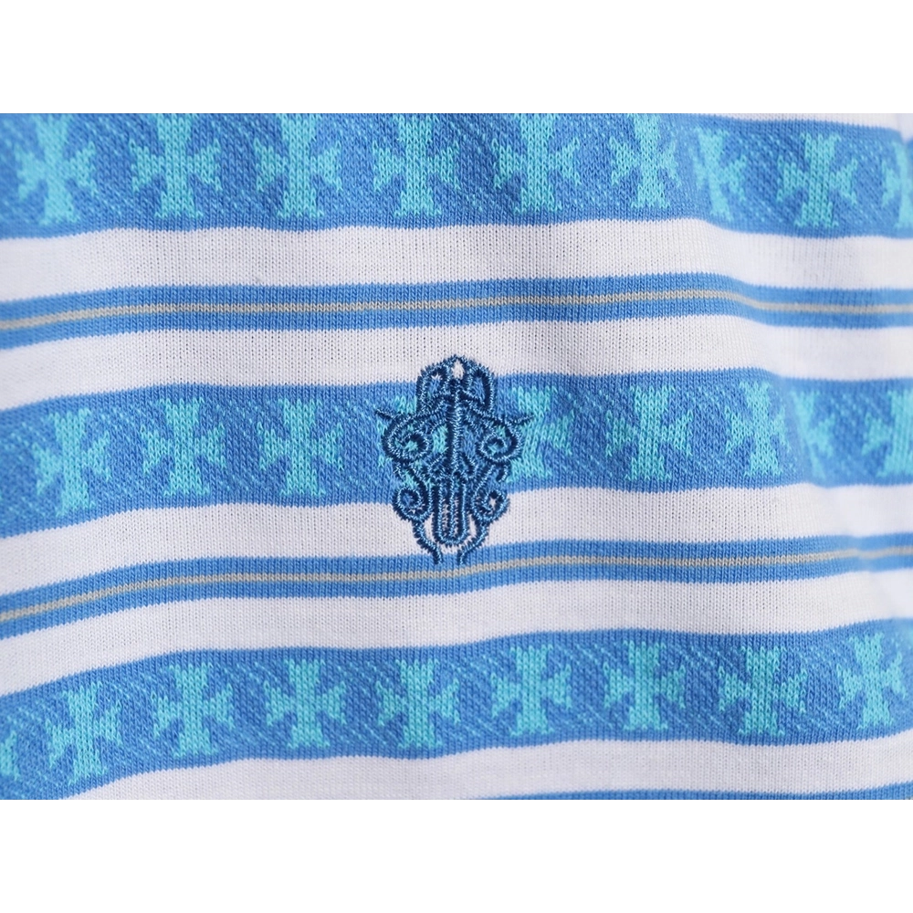 Chrome Hearts Striped Polo Long-Sleeve T-Shirt,Chrome Hearts
