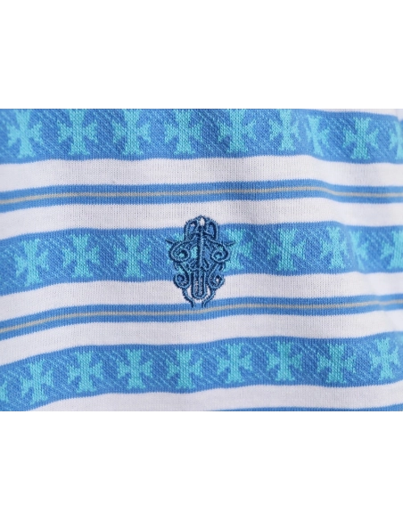 Chrome Hearts Striped Polo Long-Sleeve T-Shirt,Chrome Hearts