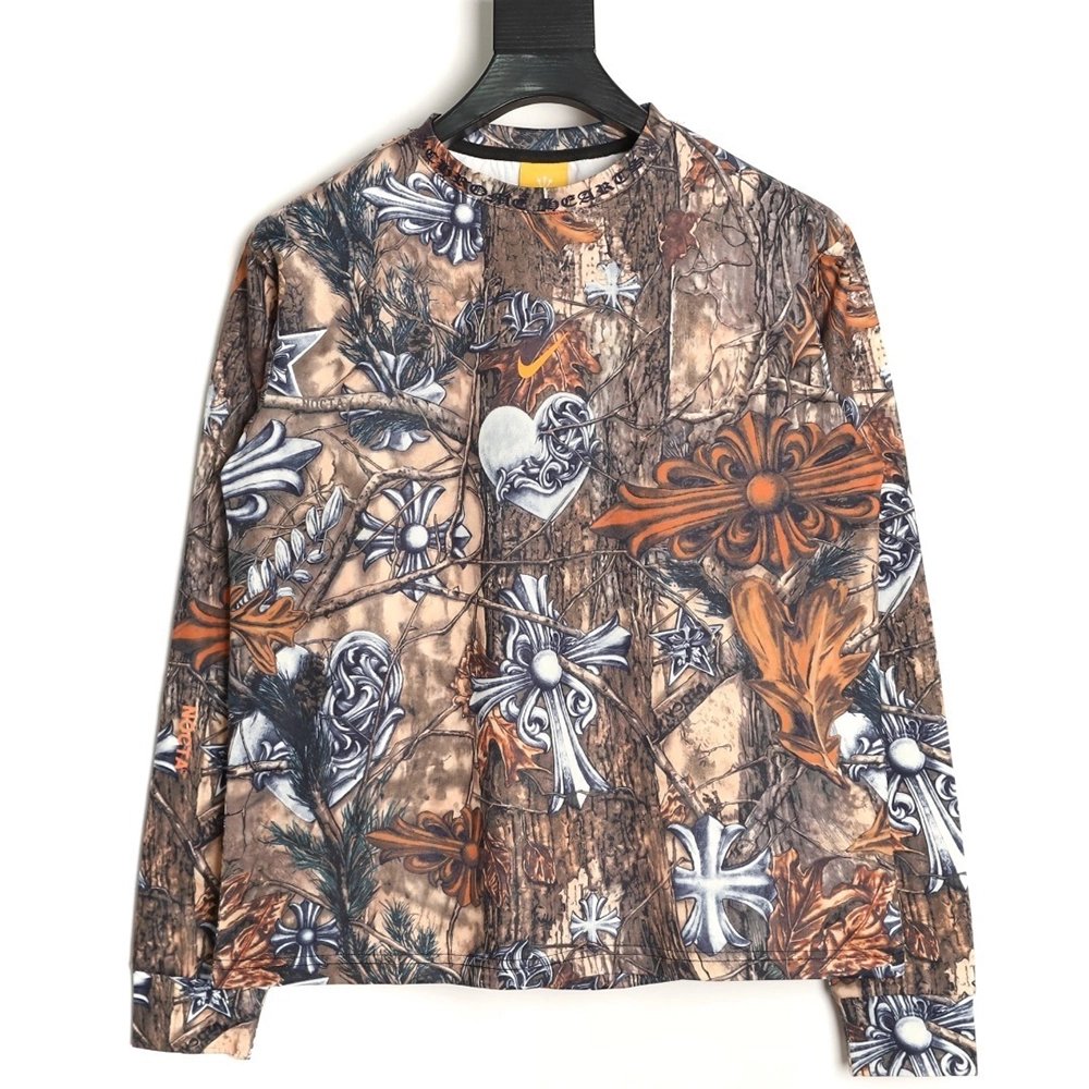 Chrome Hearts x Nike x Nocta Collab All-Over Print Long-Sleeve T-Shirt,Chrome Hearts