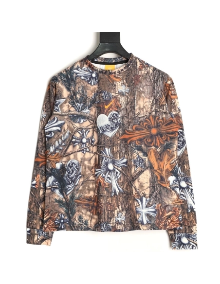 Chrome Hearts x Nike x Nocta Collab All-Over Print Long-Sleeve T-Shirt,Chrome Hearts