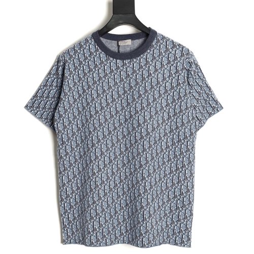 Dior Blue All-Over Jacquard Short-Sleeve T-Shirt,Dior