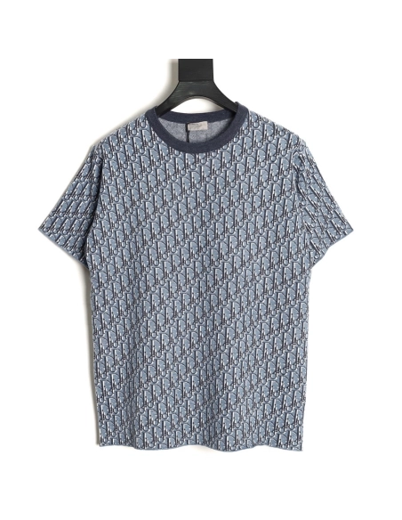Dior Blue All-Over Jacquard Short-Sleeve T-Shirt,Dior