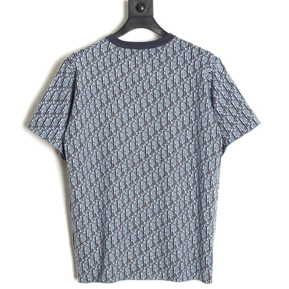 Dior Blue All-Over Jacquard Short-Sleeve T-Shirt,Dior