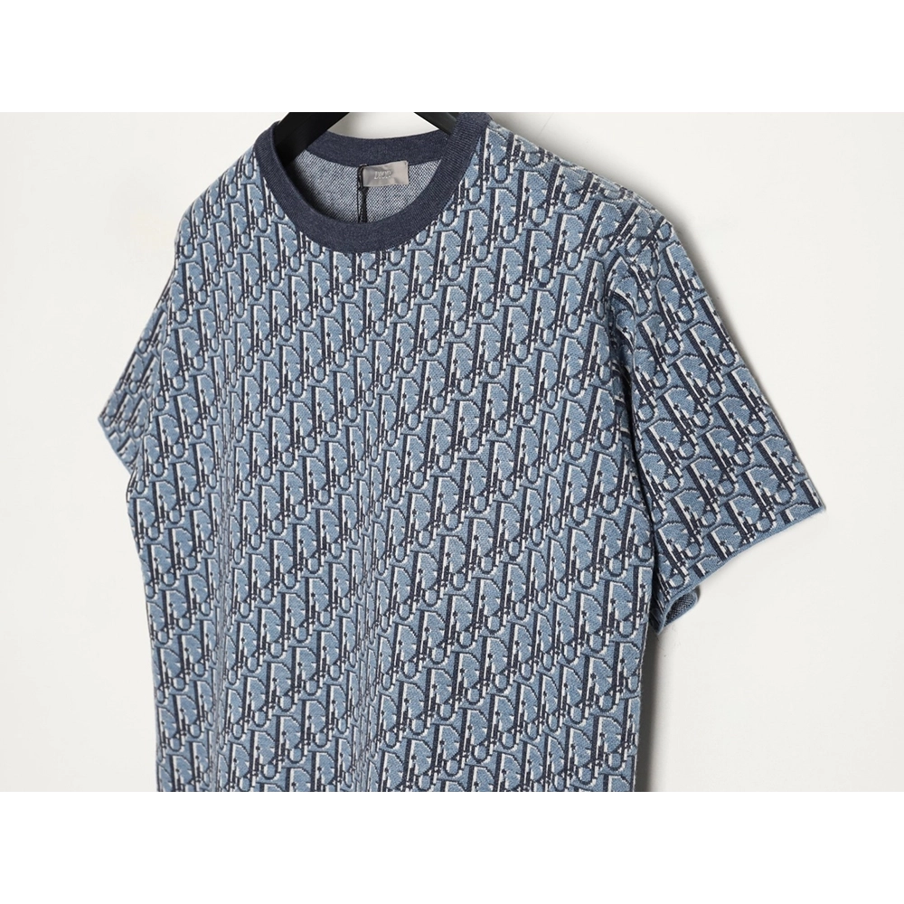 Dior Blue All-Over Jacquard Short-Sleeve T-Shirt,Dior
