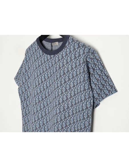 Dior Blue All-Over Jacquard Short-Sleeve T-Shirt,Dior