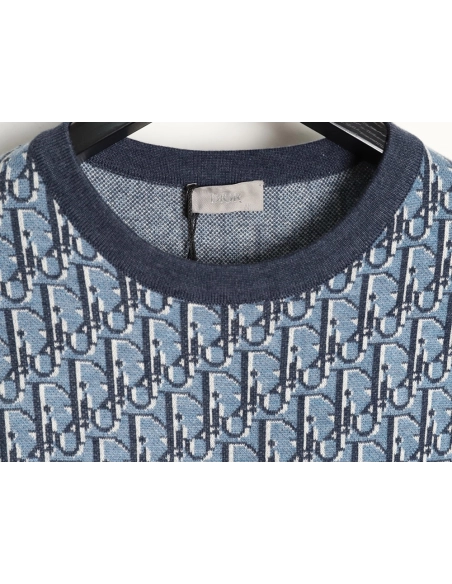 Dior Blue All-Over Jacquard Short-Sleeve T-Shirt,Dior