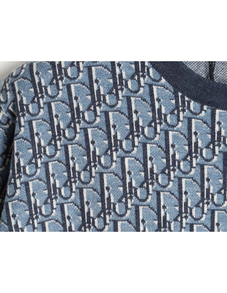 Dior Blue All-Over Jacquard Short-Sleeve T-Shirt,Dior