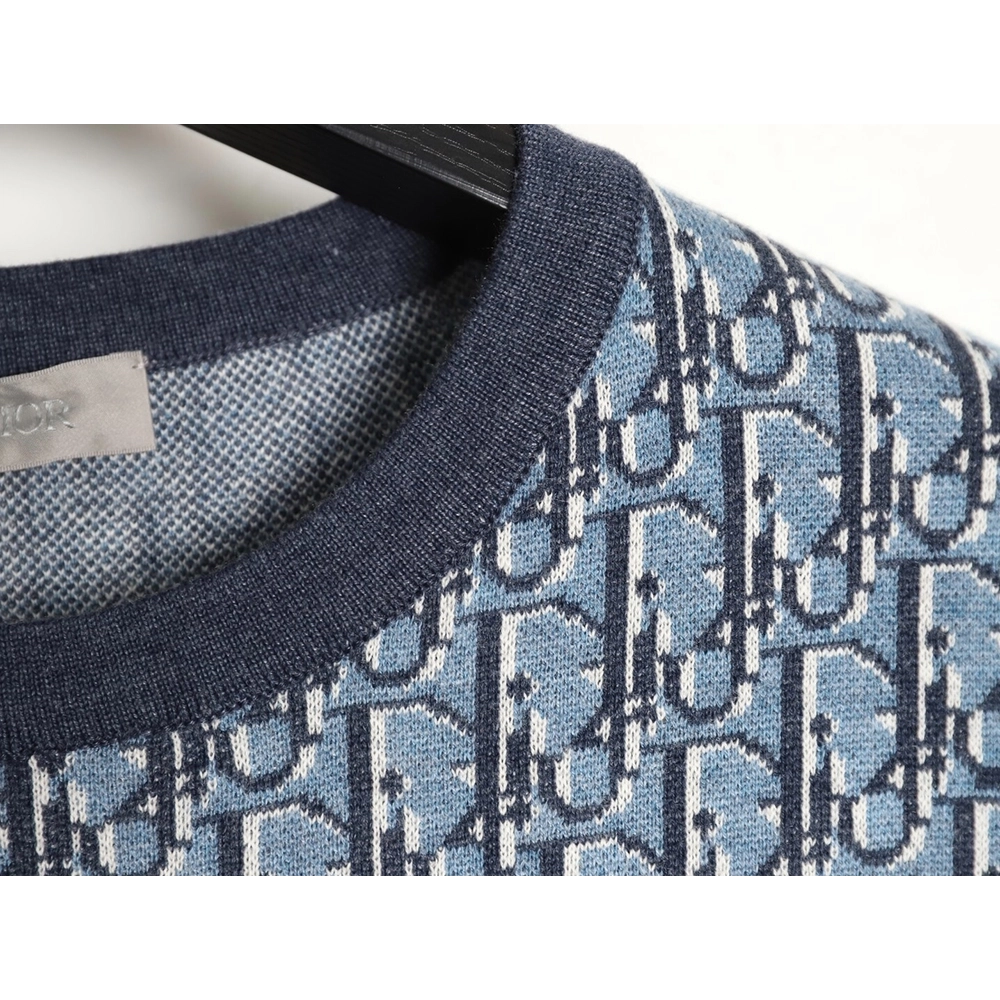 Dior Blue All-Over Jacquard Short-Sleeve T-Shirt,Dior
