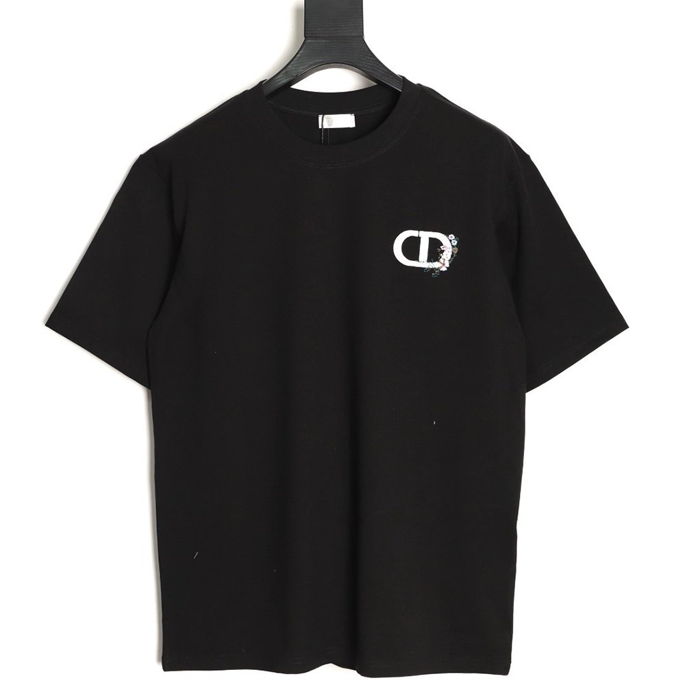 Dior CD letter floral embroidered short-sleeved shirt TSK1,Dior