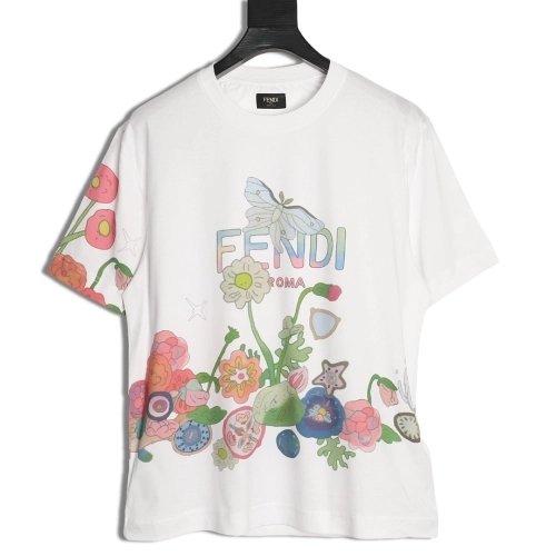 Fendi "Butterfly" Color-Block Printed Short-Sleeve T-Shirt,Fendi