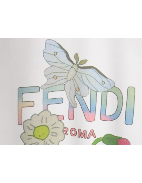 Fendi "Butterfly" Color-Block Printed Short-Sleeve T-Shirt,Fendi