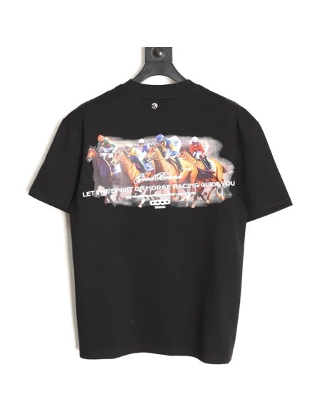 Good Brand Flocked Embroidery Horse Racing Short-Sleeve T-Shirt,Good Brand