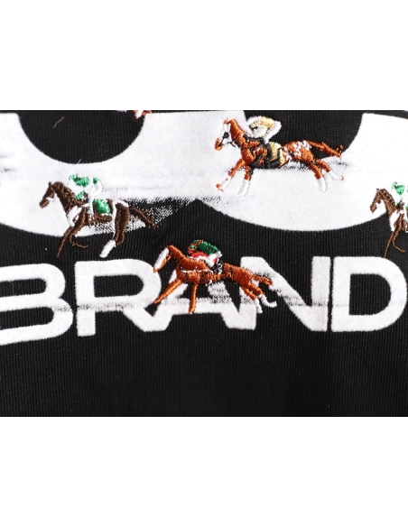 Good Brand Flocked Embroidery Horse Racing Short-Sleeve T-Shirt,Good Brand