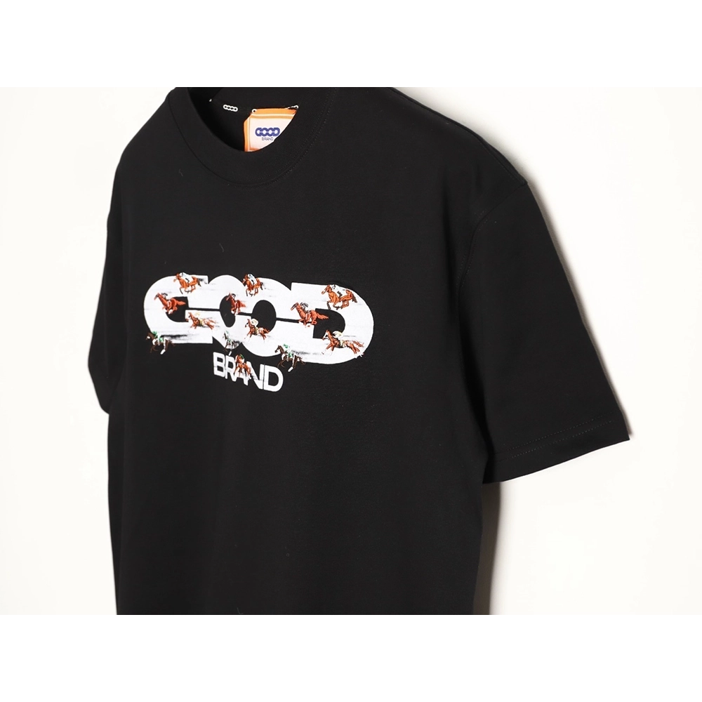 Good Brand Flocked Embroidery Horse Racing Short-Sleeve T-Shirt,Good Brand