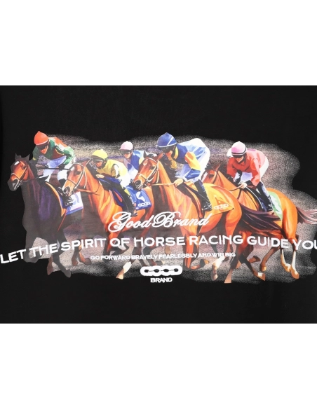 Good Brand Flocked Embroidery Horse Racing Short-Sleeve T-Shirt,Good Brand