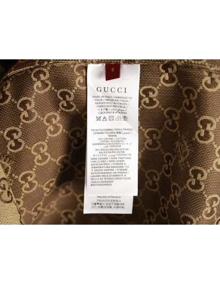 Gucci GG monogram embroidered horse year badge Cuban collar short-sleeved shirt,Gucci