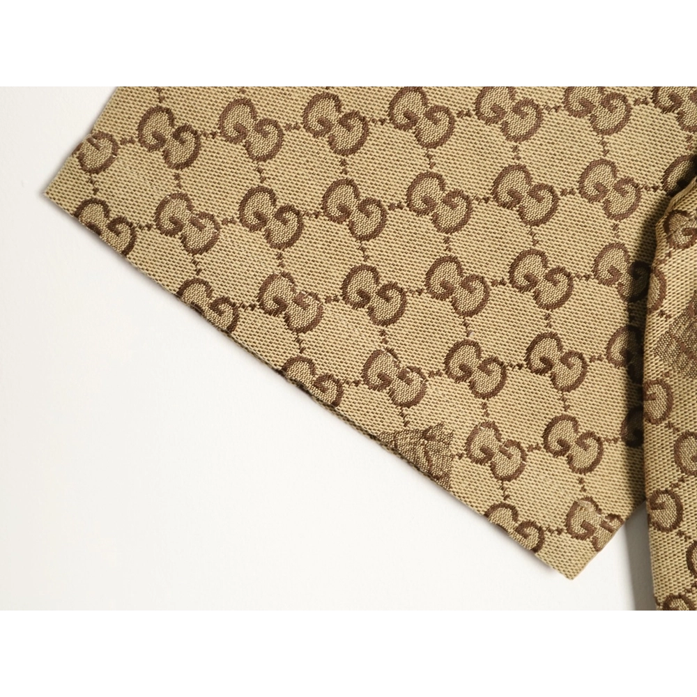 Gucci GG monogram embroidered horse year badge Cuban collar short-sleeved shirt,Gucci