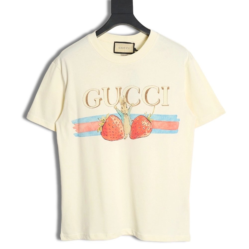 Gucci Letter Logo Strawberry Print Short-Sleeve T-Shirt,Gucci