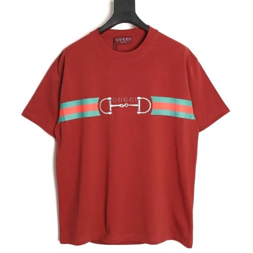 Gucci Two-Tone Horsebit Web Short-Sleeve T-Shirt TSK1,Gucci