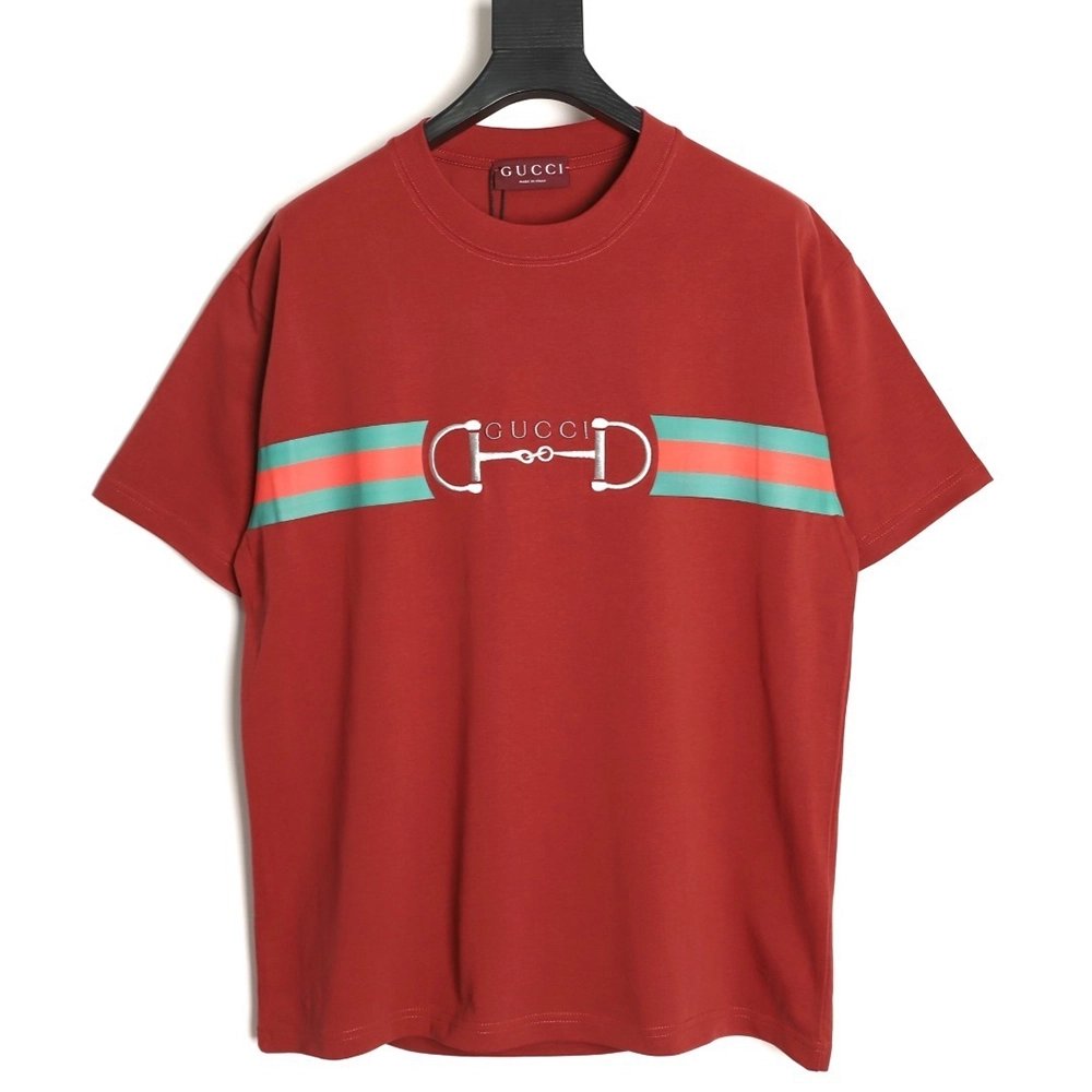Gucci Two-Tone Horsebit Web Short-Sleeve T-Shirt TSK1,Gucci