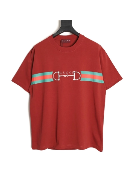 Gucci Two-Tone Horsebit Web Short-Sleeve T-Shirt TSK1,Gucci