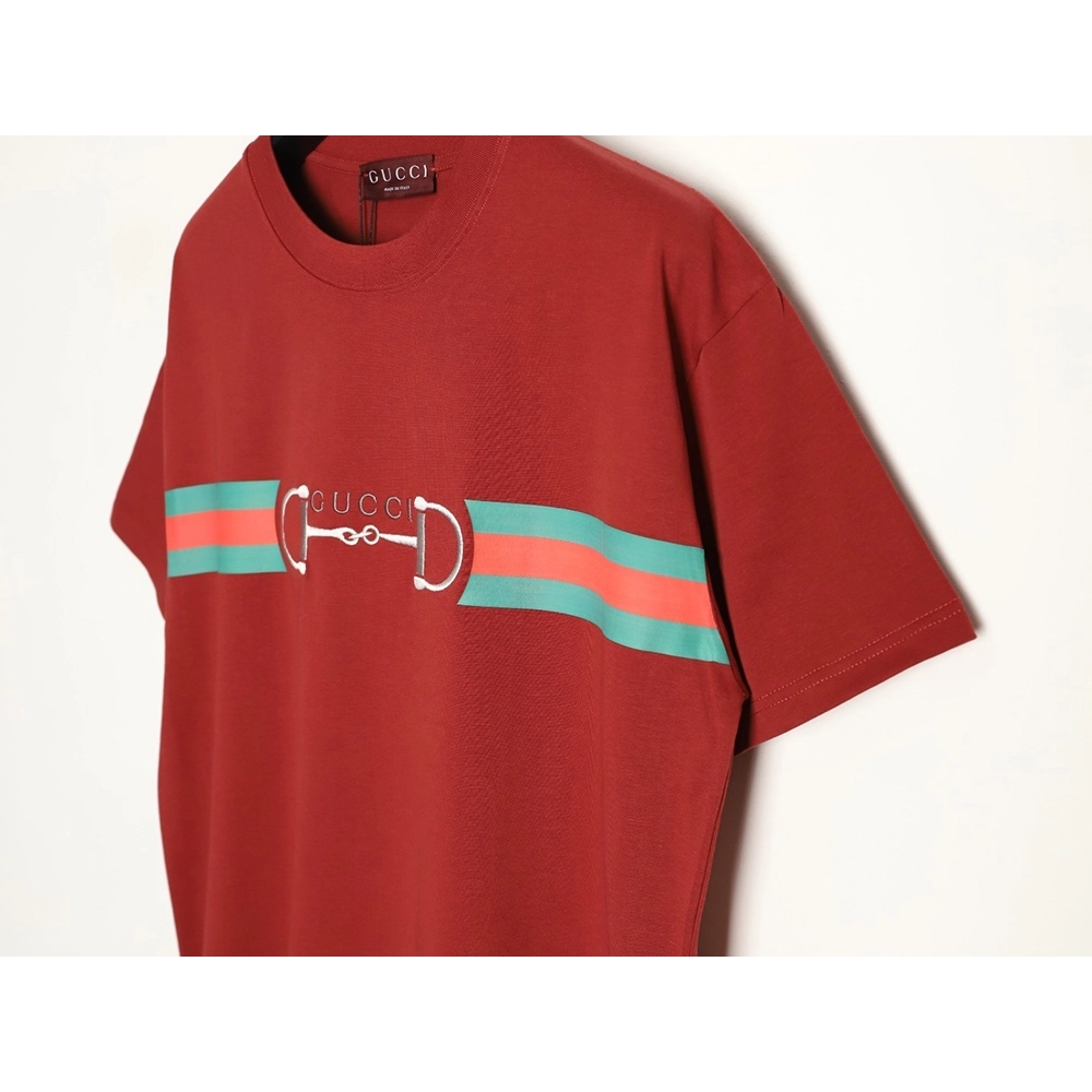 Gucci Two-Tone Horsebit Web Short-Sleeve T-Shirt TSK1,Gucci