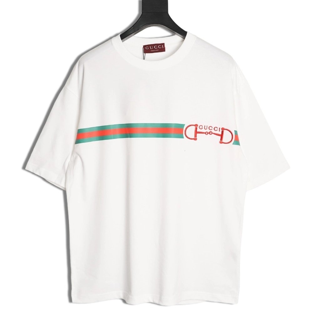 Gucci Two-Tone Horsebit Web Short-Sleeve T-Shirt,Gucci