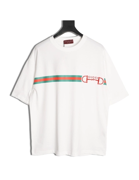 Gucci Two-Tone Horsebit Web Short-Sleeve T-Shirt,Gucci