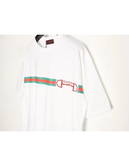 Gucci Two-Tone Horsebit Web Short-Sleeve T-Shirt,Gucci