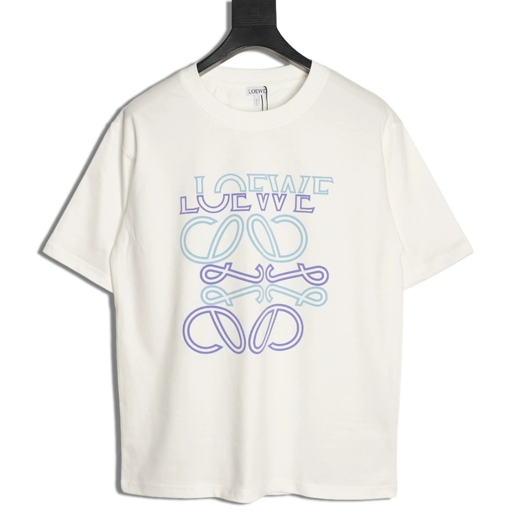 Loewe Irregular Logo Contrast-Color Foam-Printed Short-Sleeve T-Shirt,Loewe