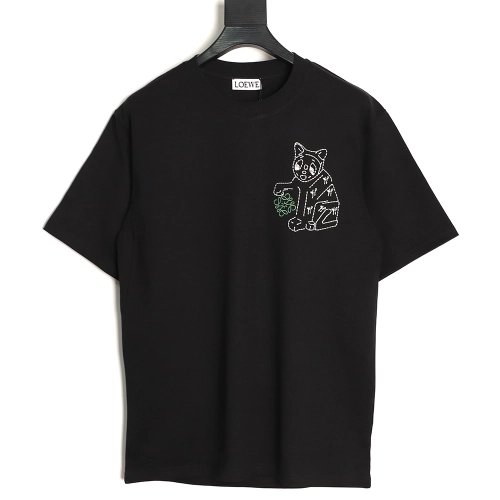 Loewe Louis Wain Collaboration Cat Stripe Short-Sleeve T-Shirt TSK1,Loewe