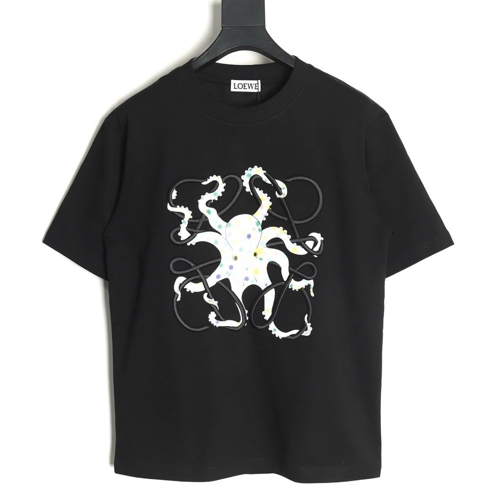 Loewe Octopus-Print Embroidered Short-Sleeve T-Shirt TSK1,Loewe