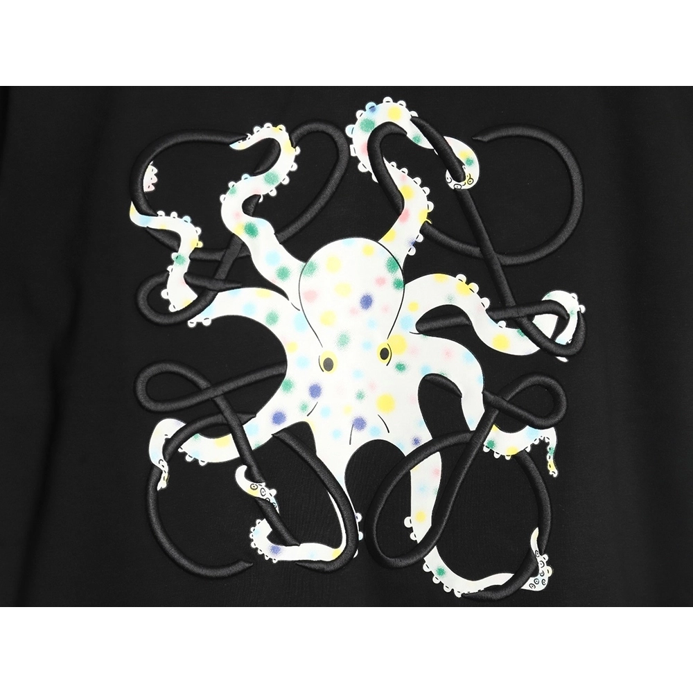 Loewe Octopus-Print Embroidered Short-Sleeve T-Shirt TSK1,Loewe